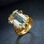 close up of prasiolite ring in 18k yellow gold over sterling silver
