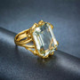full view of prasiolite ring in 18k yellow gold over sterling silver
