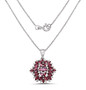 full view of rhodolite garnet and white topaz cluster pendant necklace in rhodium over sterling silver