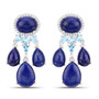 lapis blue and white topaz dangle earrings in rhodium over sterling silver