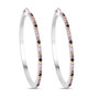 2" multi color sapphire hoop earrings in rhodium over sterling silver