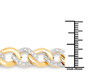 white diamond cuban link chain bracelet in 14k yellow gold over sterling silver shown for size comparison