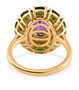 back view of amethyst moissanite and chrome diopside halo ring in 18k yellow gold over sterling silver