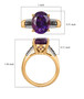 amethyst champagne and white diamond ring in black rhodium and 18k yellow gold over sterling silver shown for size comparison