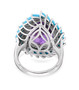 amethyst sleeping beauty turquoise and moissanite halo cluster ring in rhodium over sterling silver
