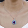 amethyst sleeping beauty turquoise halo pendant necklace in rhodium over sterling silver model