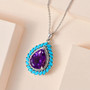 amethyst sleeping beauty turquoise halo pendant necklace in rhodium over sterling silver live studio