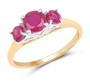 ruby (ff) round trilogy ring in rhodium and 14k yellow gold over sterling silver