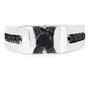 mens black diamond rhodium over sterling silver-wedding band ring flat front
