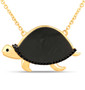 green jade and black diamond turtle necklace in 14k yellow gold over sterling silver