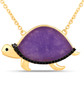full view of green jade and black diamond turtle necklace in 14k yellow gold over sterling silver
