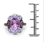 amethyst and tanzanite rhodolite ring in black rhodium over sterling silver shown for size comparison
