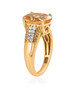 side view of heliodor yellow diamond and moissanite ring in 18k yellow gold over sterling silver