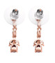 back view of purple spinel pink tourmaline and white topaz dangle earrings in 18k rose gold over sterling silver
