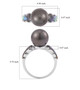 tahitian cultured pearl and abalone shell inlay ring in rhodium over sterling silver shown for size comparison