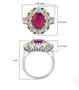 ruby opal and chrome diopside halo ring in rhodium over sterling silver shown for size comparison
