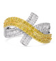 yellow diamond (ir) and white diamond crossover bypass ring in 18k yellow gold and rhodium over sterling silver