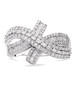 white diamond crossover bypass ring in rhodium over sterling silver