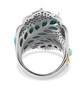 back view of turquoise and black spinel cluster ring in 18k yellow gold and black and white rhodium over sterling silver
