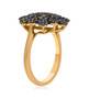 side view of multi color diamond cluster ring in 18k yellow gold over sterling silver