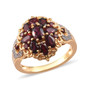 garnet and white zircon ring in 18k yellow gold over sterling silver