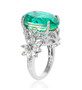 side view of blue and green quartz triplet and white zircon statement ring in rhodium over sterling silver