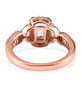 back view of morganite and white zircon ring in 18k rose gold over sterling silver