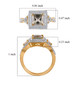 turkizite and white zircon halo ring in 18k yellow gold over sterling silver shown for size comparison