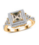 turkizite and white zircon halo ring in 18k yellow gold over sterling silver