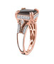 side view of ammolite brown and white zircon ring in 18k rose gold over sterling silver