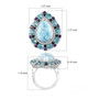 larimar amethyst apatite sapphire and zircon statement ring in rhodium over sterling silver shown for size comparison