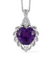 heart amethyst and moissanite pendant necklace in rhodium over sterling silver