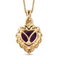 back view of heart amethyst and moissanite pendant necklace in 18k yellow gold over sterling silver