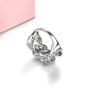 full view of multi gemstone roped cluster ring in rhodium over sterling silver