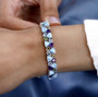 larimar multi gemstone bracelet in rhodium over sterling silver worn on a wrist