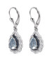 side view of aquamarine sapphire and zircon dangle earrings in rhodium over sterling silver