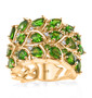 chrome diopside and zircon openwork feather ring in 18k yellow gold over sterling silver