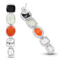 back view of multi gemstone bezel set drop earrings in rhodium over sterling silver