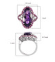 amethyst rhodolite garnet and zircon statement ring in rhodium over sterling silver shown for size comparison