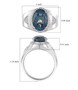 london blue topaz and moissanite gents ring in rhodium over sterling silver shown for size comparison