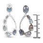 labradorite and white topaz drop earrings in rhodium over sterling silver shown for size comparison