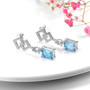 Sky Blue Topaz & White Zircon Elegant Dangle Earrings in Rhodium over Sterling Silver 9.6ctw