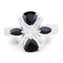 front view of black sapphire x ring in rhodium over sterling silver 2.20ctw