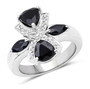 black sapphire x ring in rhodium over sterling silver 2.20ctw