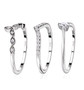 side view of pear and round diamond three ring stackable bridal set in 950 platinum