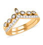 round diamond chevron stackable ring set in 18k yellow gold