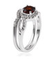 side view of madeira citrine and white zircon two ring wedding set in rhodium over sterling silver