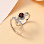 madeira citrine and white zircon two ring wedding set in rhodium over sterling silver shown in a lifestyle photo