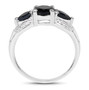 side view of black sapphire trilogy ring in rhodium over sterling silver 1.45ctw