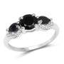 black sapphire trilogy ring in rhodium over sterling silver 1.45ctw
